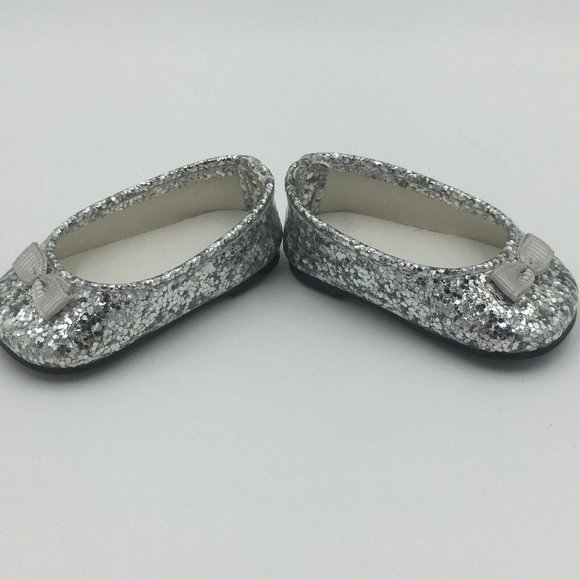 American Girl SILVER SHIMMER Sparkly Glitter SHOES (Only), 2015 Retired - Picture 3 of 5
